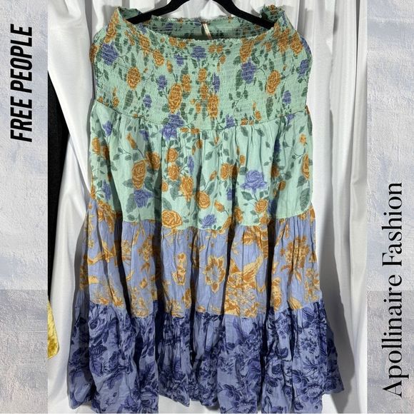 FREE PEOPLE BUBBLES ONLY CONVERTIBLE SKIRT DRESS NEW VARIOUS SIZES BLUE COMBO - Picture 7 of 9